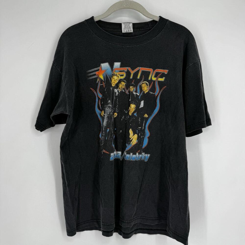 Vintage y2k Nsync shirt womens large L black 2002 Celebrity millenial boy band